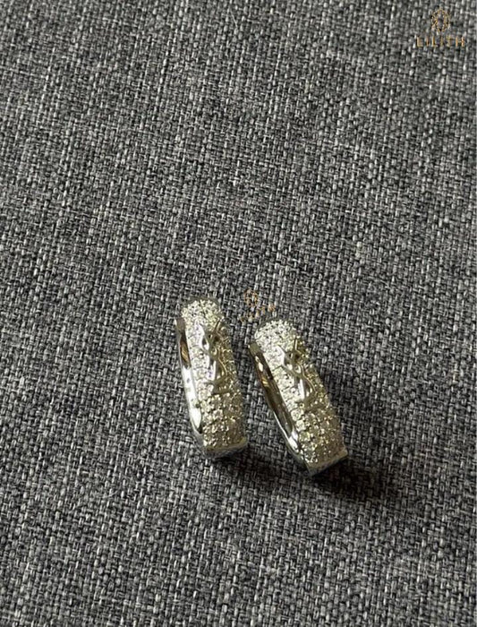 Laurent YSL Pavé Crystal Hoop Earrings.