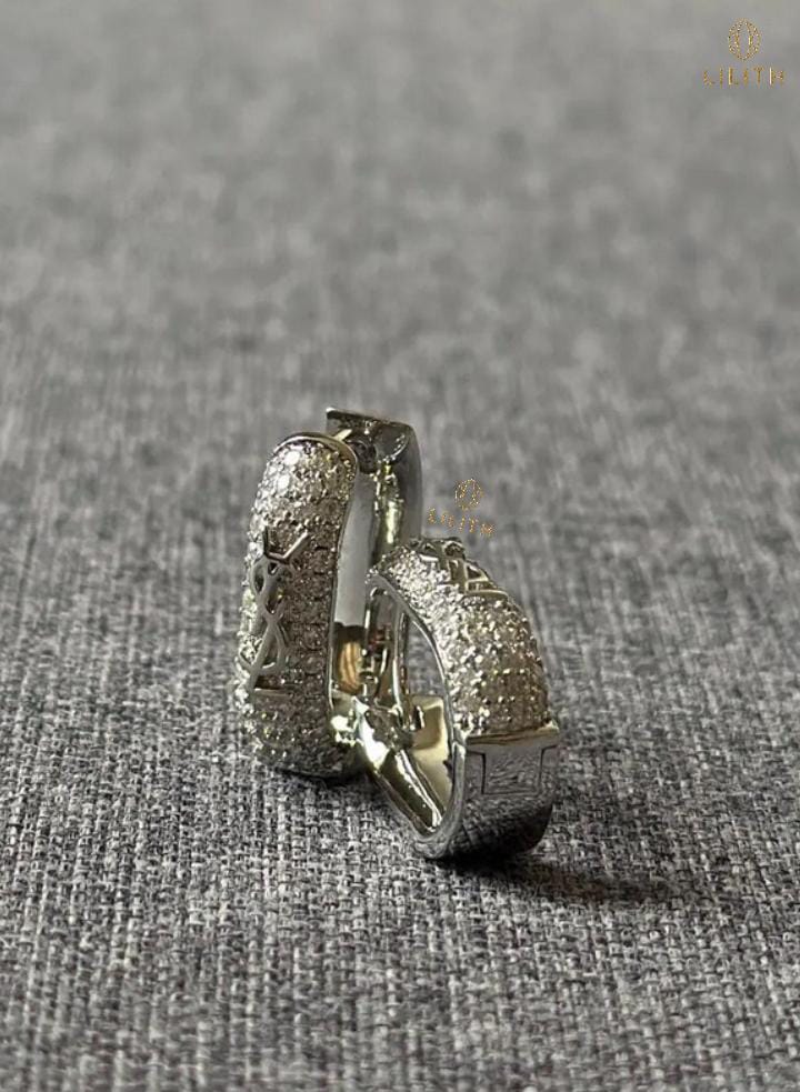 Laurent YSL Pavé Crystal Hoop Earrings.