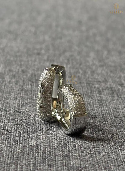 Laurent YSL Pavé Crystal Hoop Earrings.