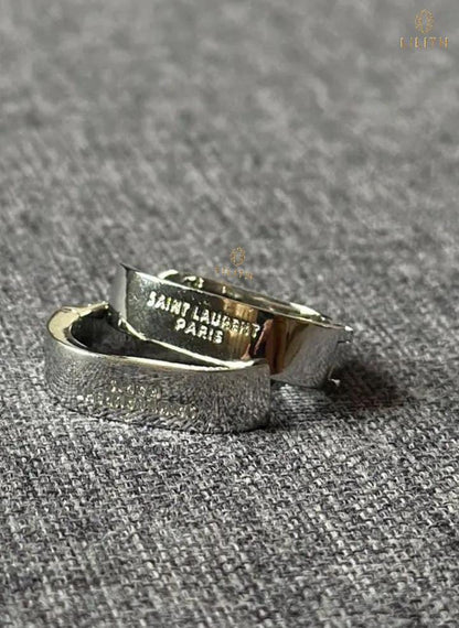 Laurent YSL Pavé Crystal Hoop Earrings.