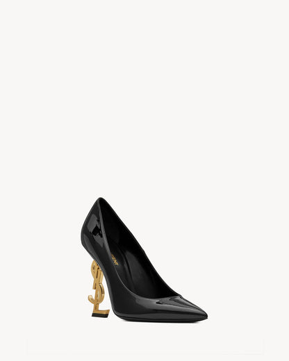 Saint Laurent Scarpin Opyum com logo Cassandre e salto 110mm