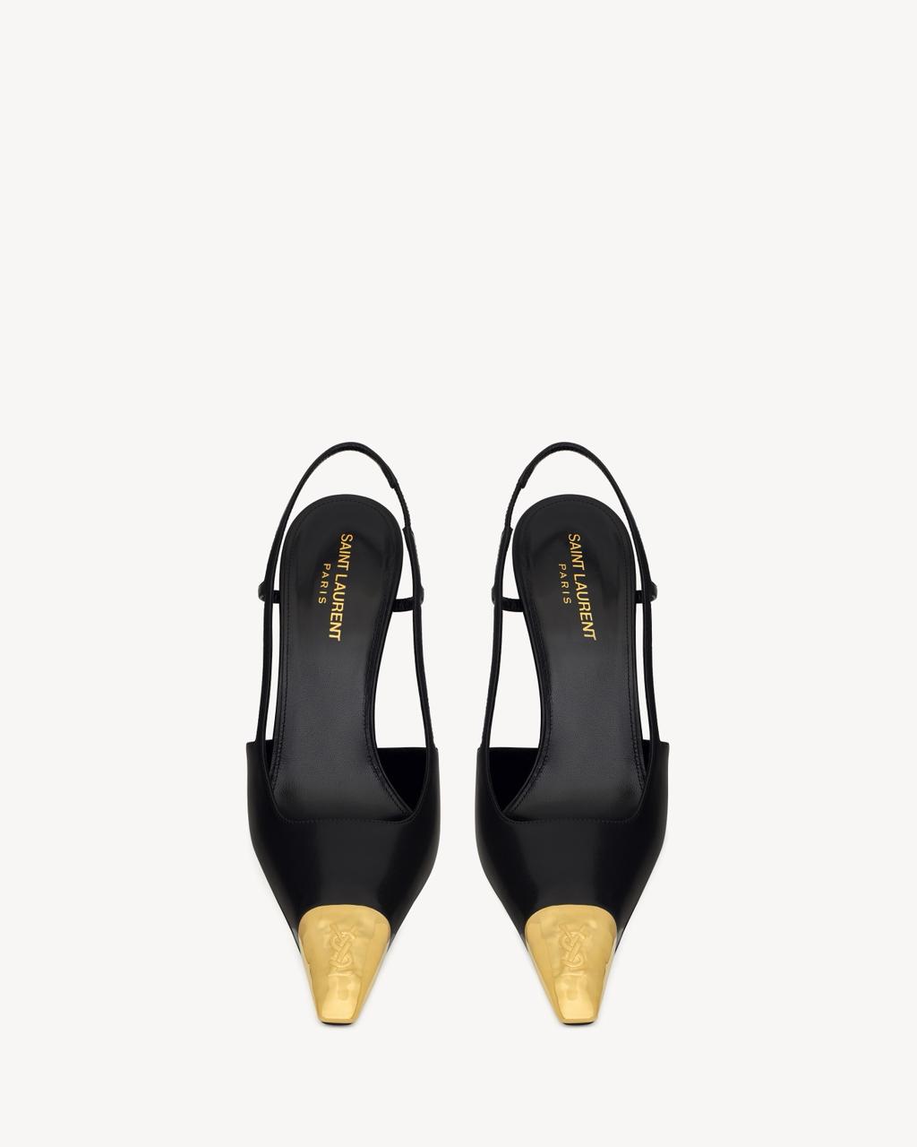 Saint Laurent Scarpin Jeanne com bico metálico e salto 90mm