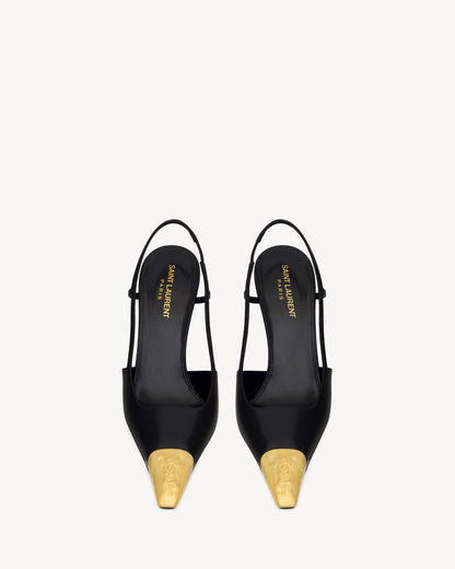 Saint Laurent Scarpin Jeanne com bico metálico e salto 90mm