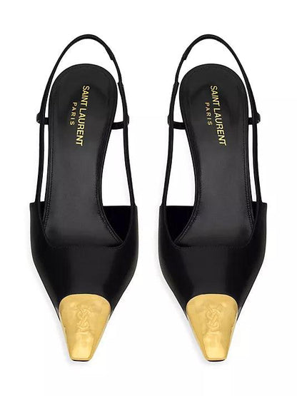 Saint Laurent Scarpin Jeanne com bico metálico e salto 90mm