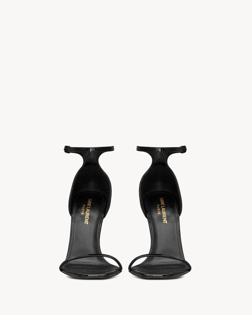 Saint Laurent Sandália Opyum de couro envernizado com salto 85mm