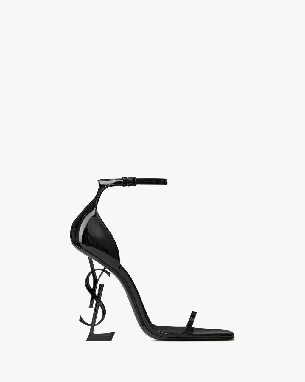 Saint Laurent Sandália Opyum de couro envernizado com salto 85mm