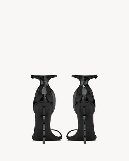 Saint Laurent Sandália Opyum de couro envernizado com salto 85mm