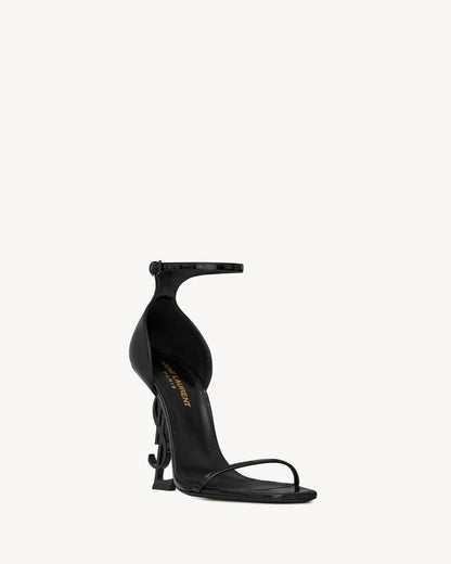 Saint Laurent Sandália Opyum de couro envernizado com salto 85mm