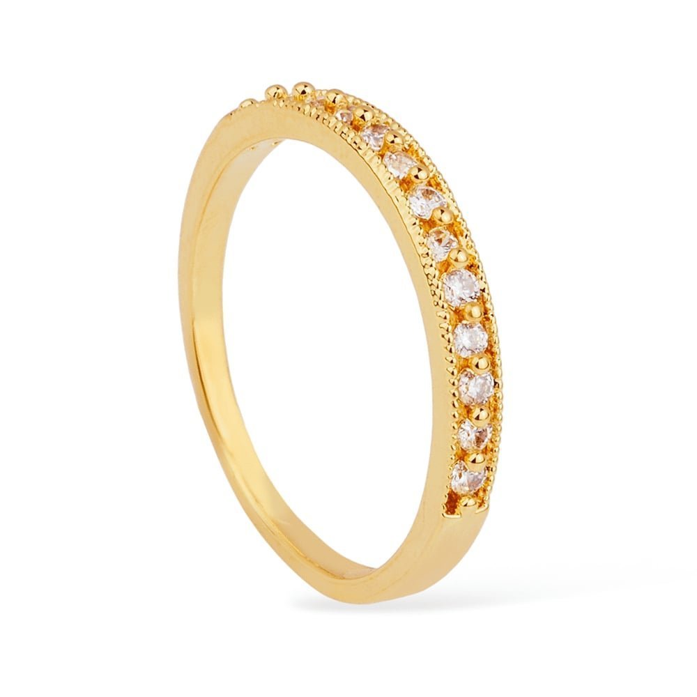 Anel Lilith Allure Dourado Aparador de Aliança Cravejado de Zircônia / Lilith Allure Gold Ring Alliance Spacer Paved with Zirconia