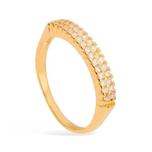 Anel Lilith Allure Dourado Aparador de Aliança Duplo Cravejado de Zircônia / Lilith Allure Gold Double Ring Guard with Zirconia Pavé