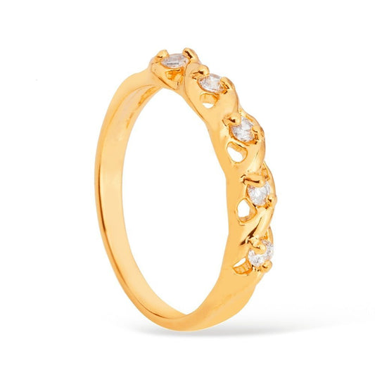 Anel Lilith Allure Dourado Meia Aliança 5 Pedras de Zircônia / Lilith Allure Gold Half Eternity Ring with 5 Zirconia Stones