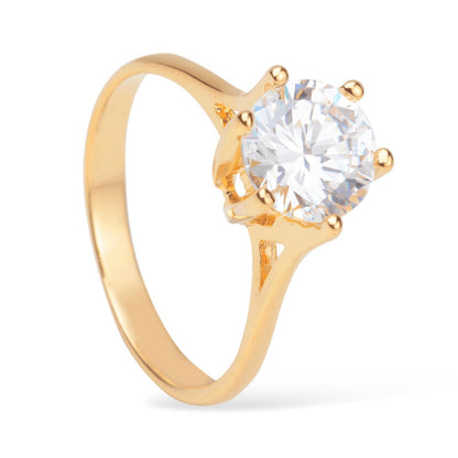 Anel Lilith Allure Dourado Solitário com Pedra de Zircônia / Lilith Allure Gold Solitaire Ring with Zirconia Stone