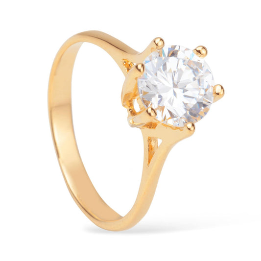 Anel Lilith Allure Dourado Solitário com Pedra de Zircônia / Lilith Allure Gold Solitaire Ring with Zirconia Stone