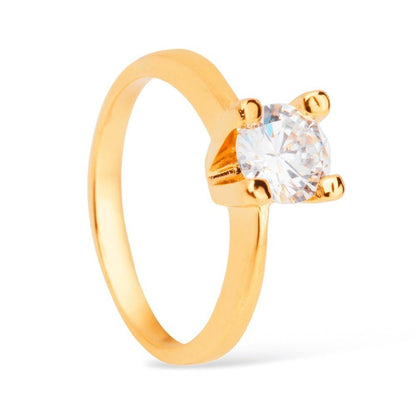 Anel Lilith Allure Dourado Solitário com Pedra Zircônia / Lilith Allure Gold Solitaire Ring with Zirconia Stone