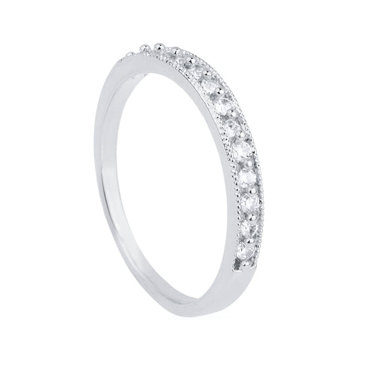 Anel Lilith Allure Prateado Aparador de Aliança Cravejado de Zircônia / Lilith Allure Silver-Plated Wedding Band Enhancer Ring with Zirconia