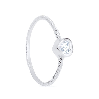 Anel Lilith Allures Prateado Solitário de Coração em Zircônia / Lilith Allure Silver Heart Solitaire Ring with Zirconia