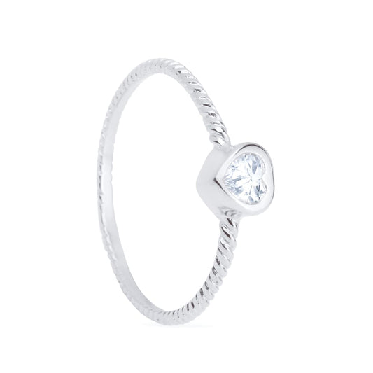 Anel Lilith Allures Prateado Solitário de Coração em Zircônia / Lilith Allure Silver Heart Solitaire Ring with Zirconia