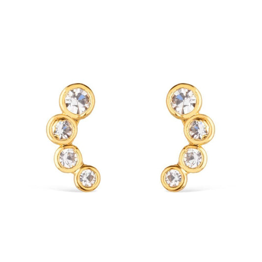 Brinco Lilith Allure Dourado com 4 Pontos de Luz em Zircônia / Lilith Allure Gold-Plated Earrings Featuring Four Zirconia Light Points