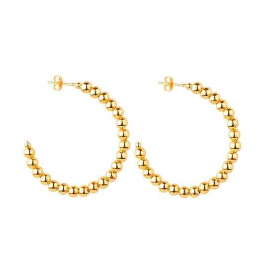 Brinco Lilith Allure Dourado de Argola Cravejado de Bolas / Lilith Allure Gold Hoop Earrings Covered with Small Balls