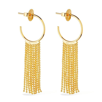 Brinco Lilith Allure Dourado de Argola e Franja / Lilith Allure Gold-Plated Hoop Earrings Featuring Fringe Details