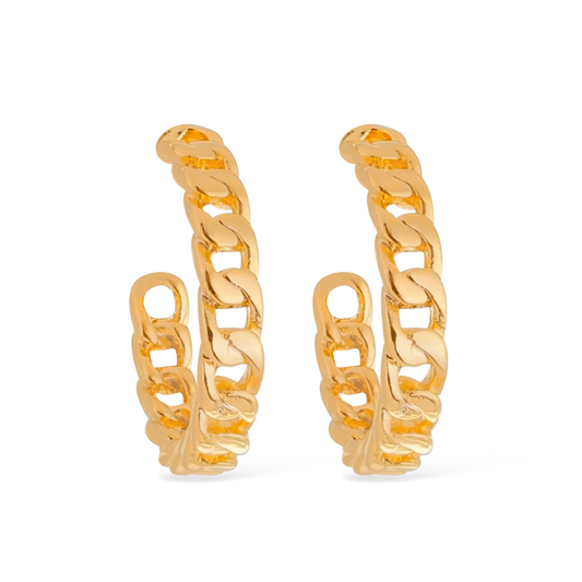 Brinco Lilith Allure Dourado de Argola Formato Corrente Médio / Earring Lilith Allure Gold Medium Chain-Style Hoop