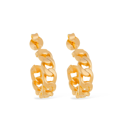 Brinco Lilith Allure Dourado de Argola Formato Corrente Pequeno / Lilith Allure Gold Small Chain-Shaped Hoop Earring