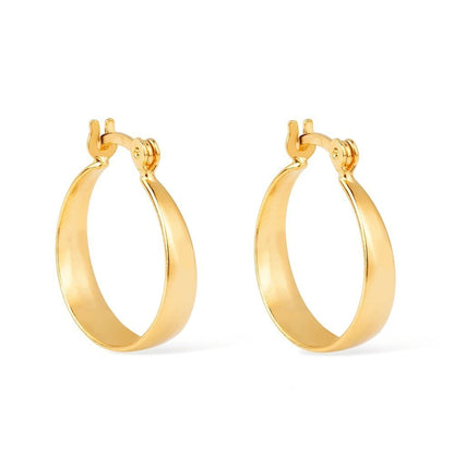Brinco Lilith Allure Dourado de Argola Média Lisa Chapada / Lilith Allure Gold Plated Medium Flat Smooth Hoop Earrings