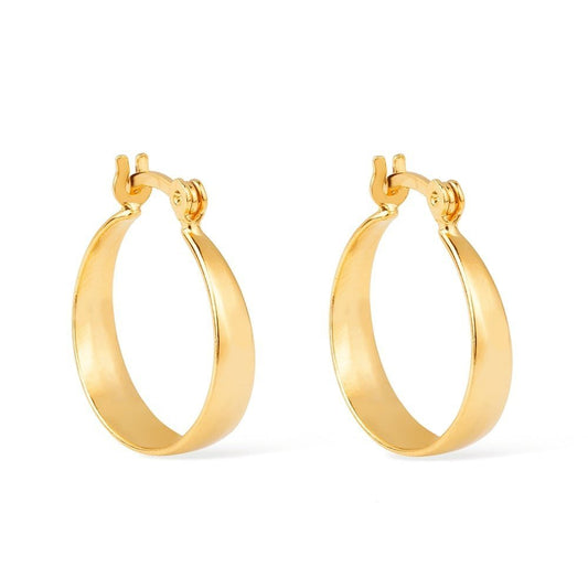 Brinco Lilith Allure Dourado de Argola Média Lisa Chapada / Lilith Allure Gold Plated Medium Flat Smooth Hoop Earrings