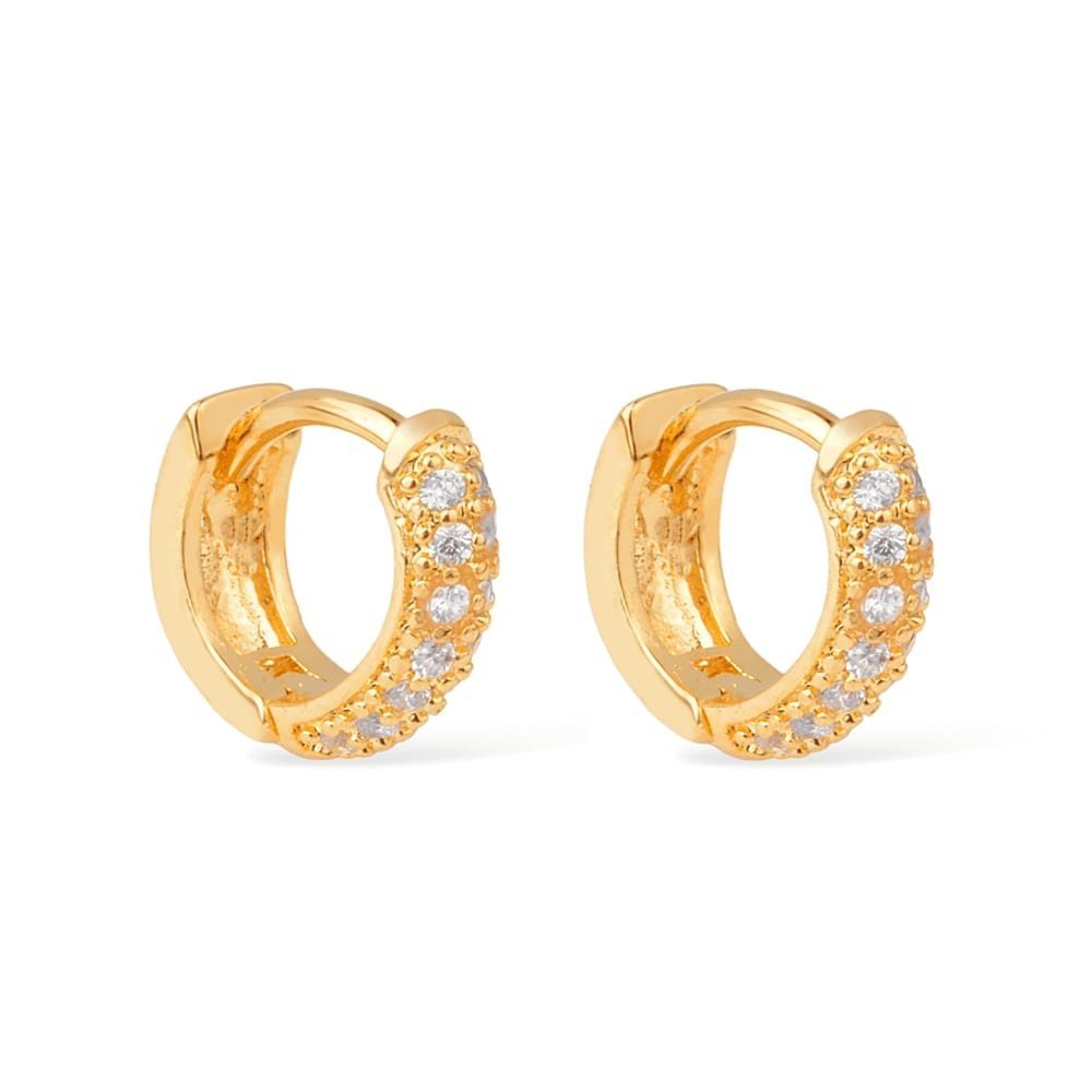 Brinco Lilith Allure Dourado de Argolinha com 14 Pedras de Zircônia / Lilith Allure Gold Huggie Earrings with 14 Zirconia Stones