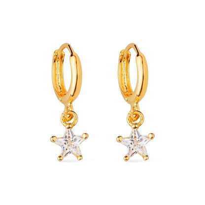 Brinco Lilith Allure Dourado de Argolinha com Pedra de Zircônia em Formato de Estrela / Lilith Allure Gold Huggie Earrings with Star-Shaped Zirconia Stone