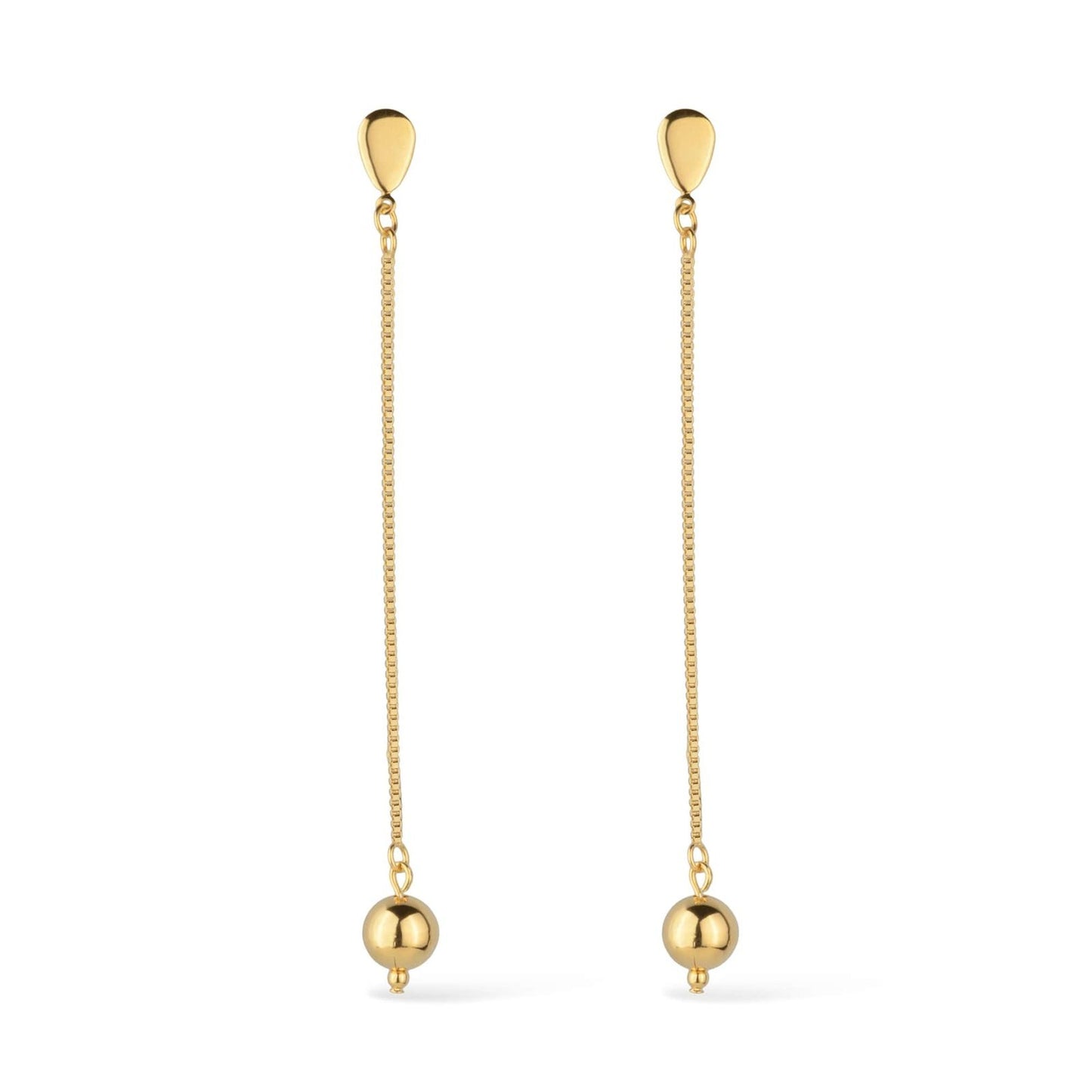 Brinco Lilith Allure Dourado de Corrente com Bola / Lilith Allure Gold Chain Earrings with Sphere