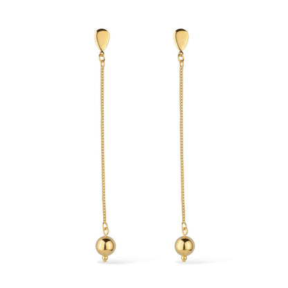 Brinco Lilith Allure Dourado de Corrente com Bola / Lilith Allure Gold Chain Earrings with Sphere