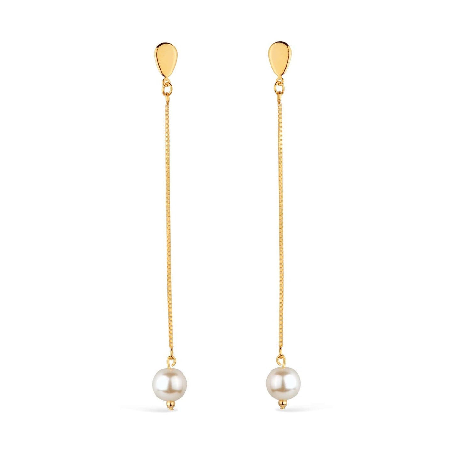 Brinco Lilith Allure Dourado de Corrente com Pérola / Lilith Allure Gold Chain Earrings with Pearl