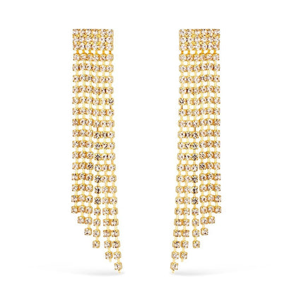 Brinco Lilith Allure Dourado de Luxo com 123 Pedras de Strass / Lilith Allure Luxury Gold Earrings with 123 Rhinestones