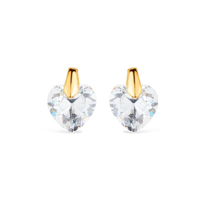 Brinco Lilith Allure Dourado de Pedra Zircônia em formato de Coração / Lilith Allure Gold-Plated Heart-Shaped Earrings Featuring Zirconia Stones