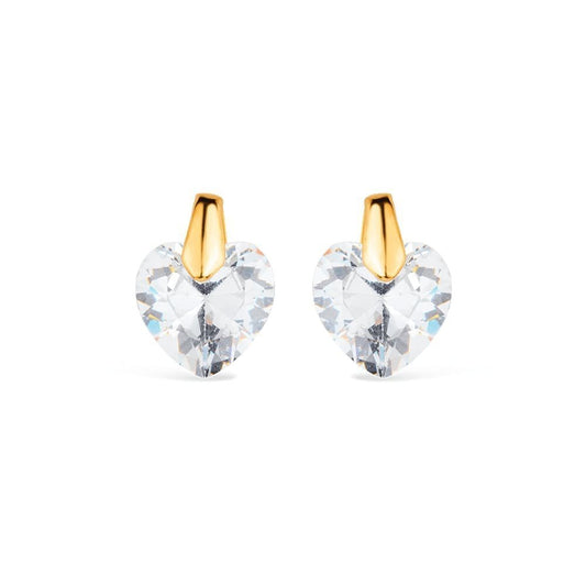 Brinco Lilith Allure Dourado de Pedra Zircônia em formato de Coração / Lilith Allure Gold-Plated Heart-Shaped Earrings Featuring Zirconia Stones