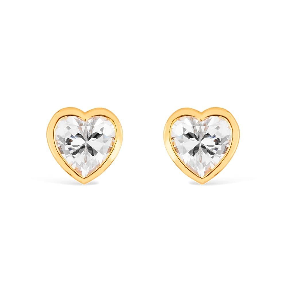Brinco Lilith Allure Dourado de Zircônia em formato de Coração / Lilith Allure Gold-Plated Heart-Shaped Earrings Featuring Zirconia Stones