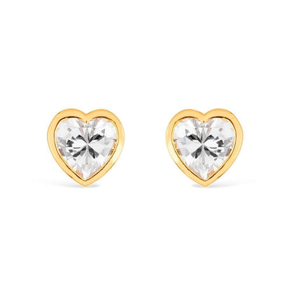 Brinco Lilith Allure Dourado de Zircônia em formato de Coração / Lilith Allure Gold-Plated Heart-Shaped Earrings Featuring Zirconia Stones