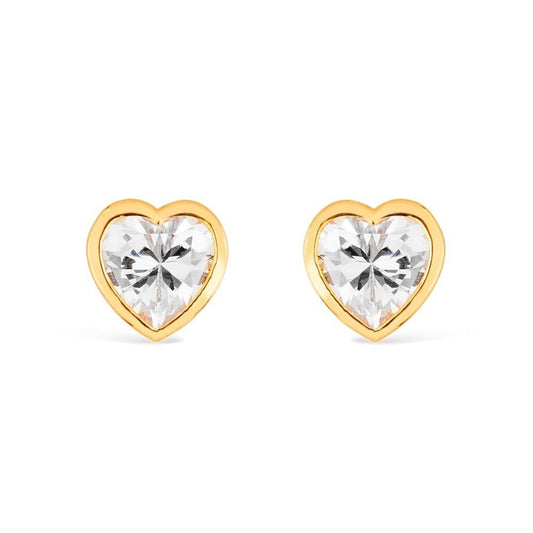 Brinco Lilith Allure Dourado de Zircônia em formato de Coração / Lilith Allure Gold-Plated Heart-Shaped Earrings Featuring Zirconia Stones