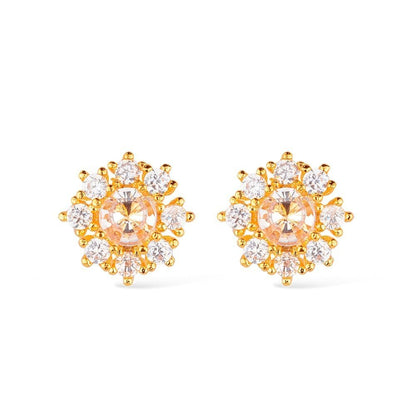 Brinco Lilith Allure Dourado Glamour Pedras de Zircônia / Lilith Allure Gold-Plated Glamour Earrings Featuring Zirconia Stones
