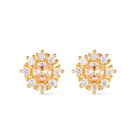 Brinco Lilith Allure Dourado Glamour Pedras de Zircônia / Lilith Allure Gold-Plated Glamour Earrings Featuring Zirconia Stones