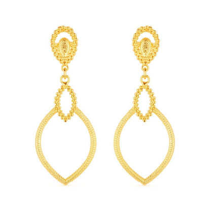 Brinco Lilith Allure Dourado Luxo Gota de Gala / Lilith Allure Luxury Gold Gala Teardrop Earrings