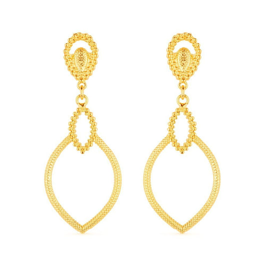 Brinco Lilith Allure Dourado Luxo Gota de Gala / Lilith Allure Luxury Gold Gala Teardrop Earrings
