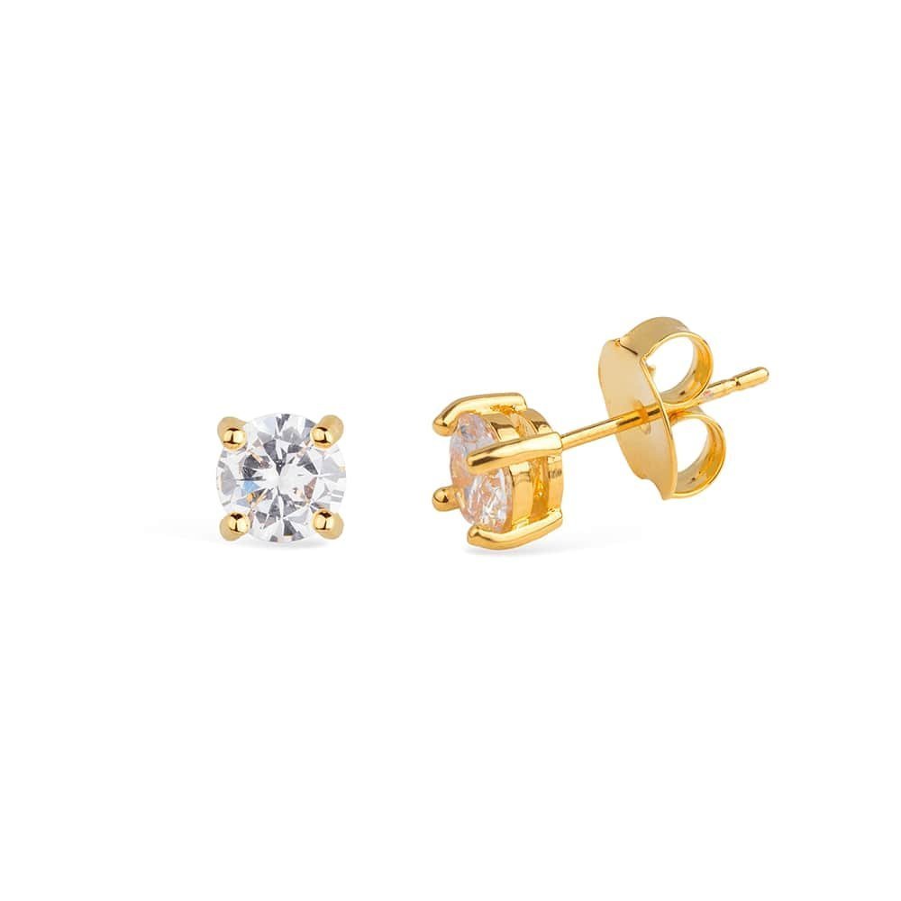 Brinco Lilith Allure Dourado Ponto de Luz em Zircônia / Lilith Allure Gold-Plated Earrings Featuring Zirconia Sparkling Accents