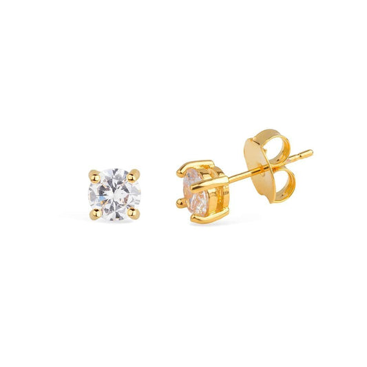 Brinco Lilith Allure Dourado Ponto de Luz em Zircônia / Lilith Allure Gold-Plated Earrings Featuring Zirconia Sparkling Accents