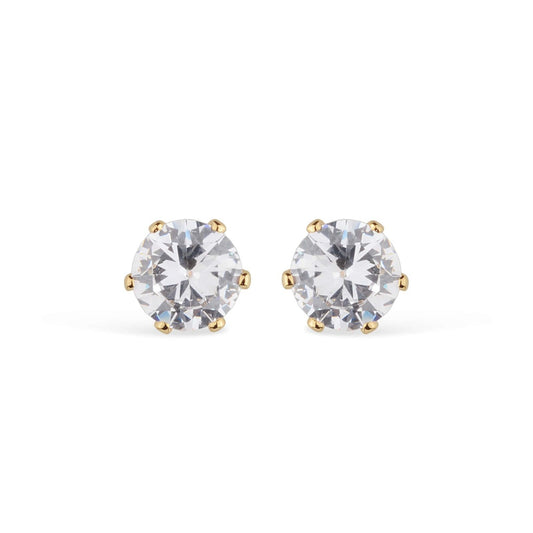 Brinco Lilith Allure Dourado Ponto de Luz Pequeno em Zircônia / Lilith Allure Small Gold Zirconia Stud Earrings