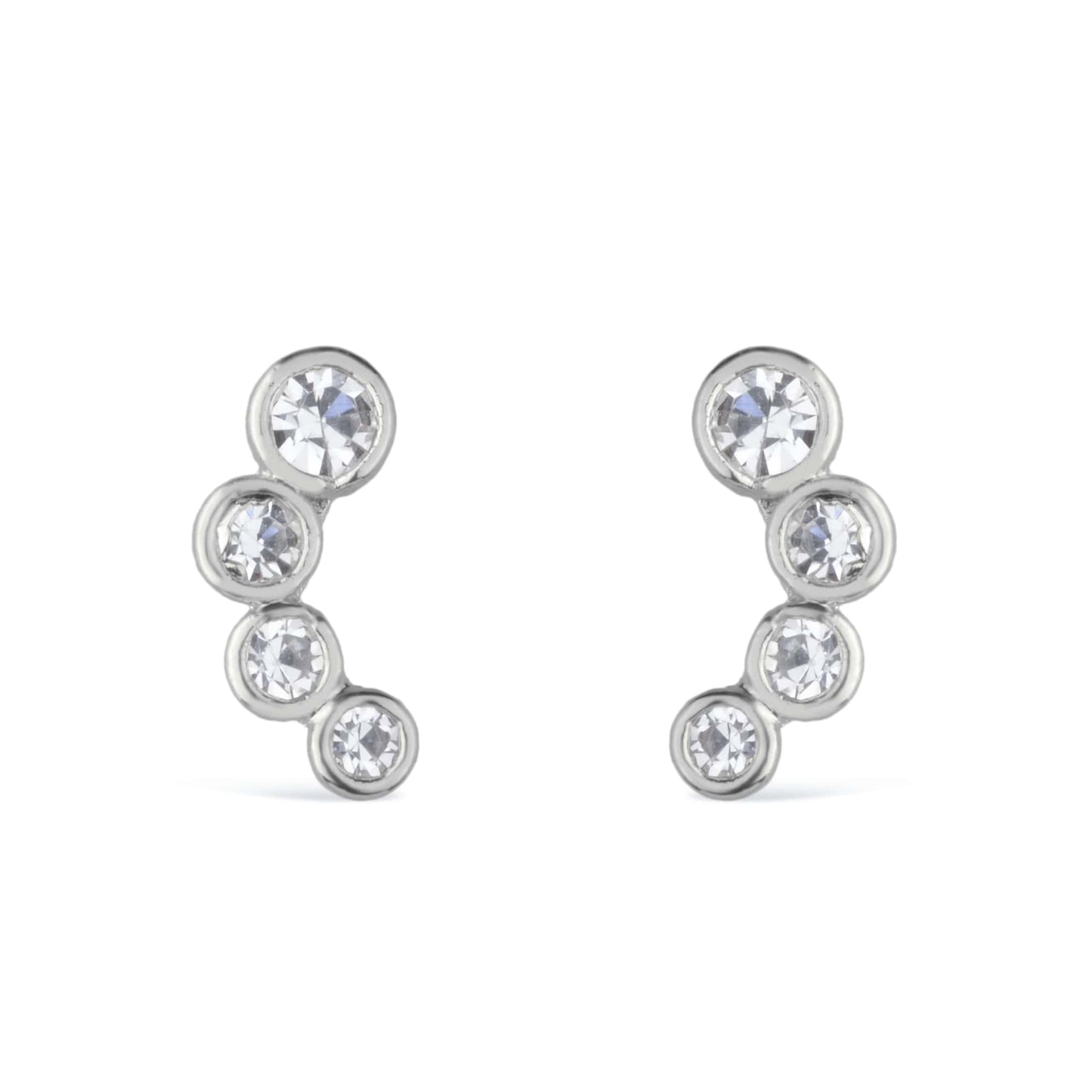 Brinco Lilith Allure Prateado com 4 Pontos de Luz em Zircônia / Lilith Allure Silver-Toned Earring with 4 Zirconia Studs
