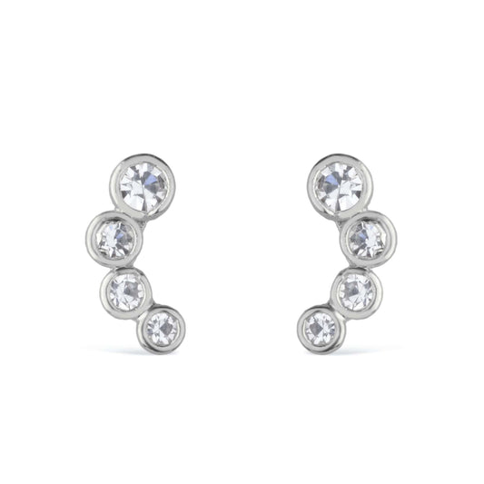 Brinco Lilith Allure Prateado com 4 Pontos de Luz em Zircônia / Lilith Allure Silver-Toned Earring with 4 Zirconia Studs