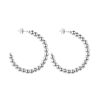 Brinco Lilith Allure Prateado de Argola Cravejado de Bolas / Lilith Allure Silver-Toned Hoop Earring with Pave Ball Detailing