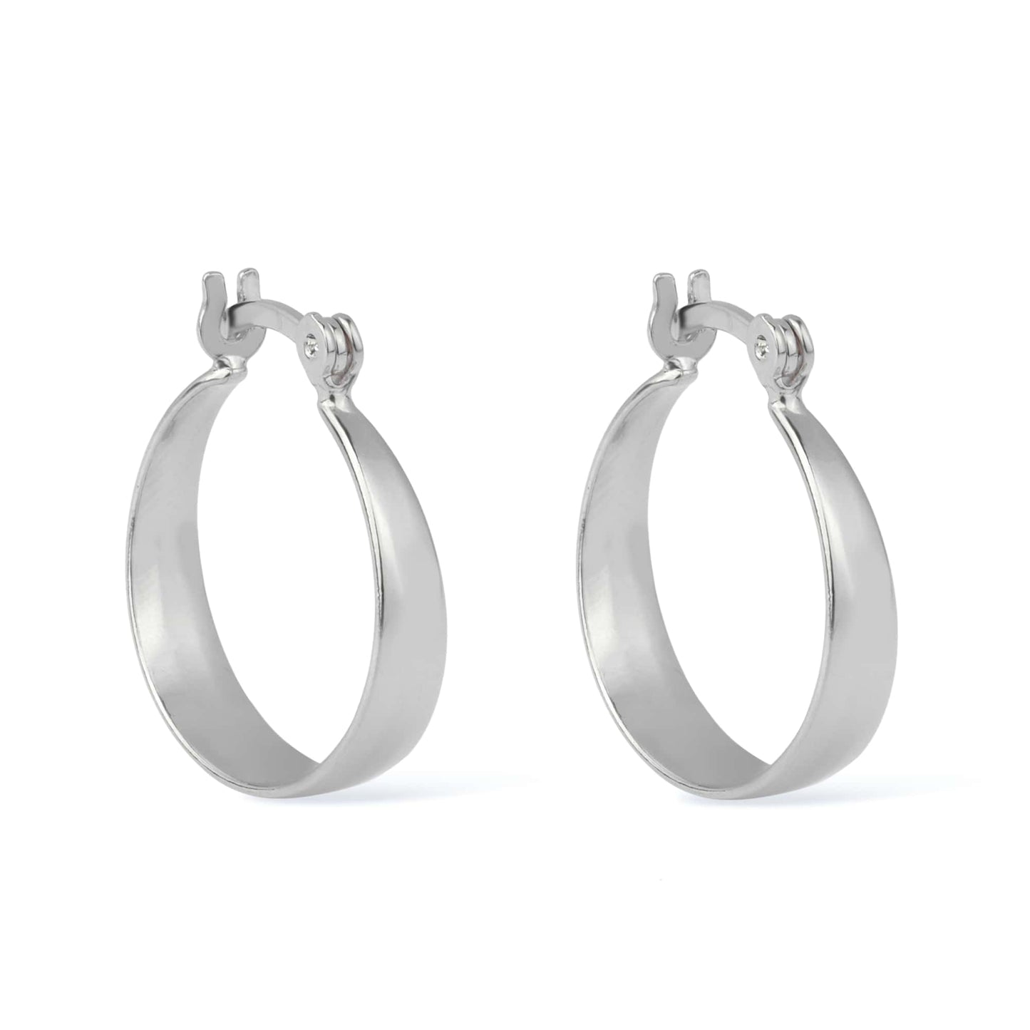 Brinco Lilith Allure Prateado de Argola Média Lisa Chapada / Lilith Allure Silver Medium Flat Hoop Earring